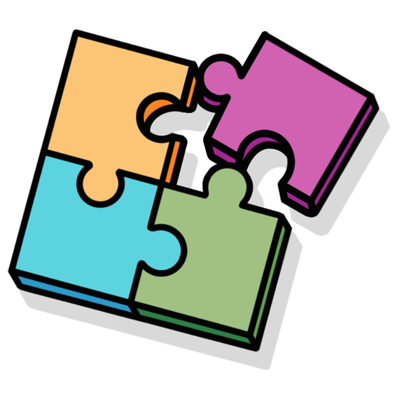illustration of four puzzle pieces in square
